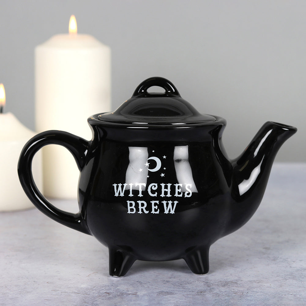 Witches brew black ceramic tea pot
